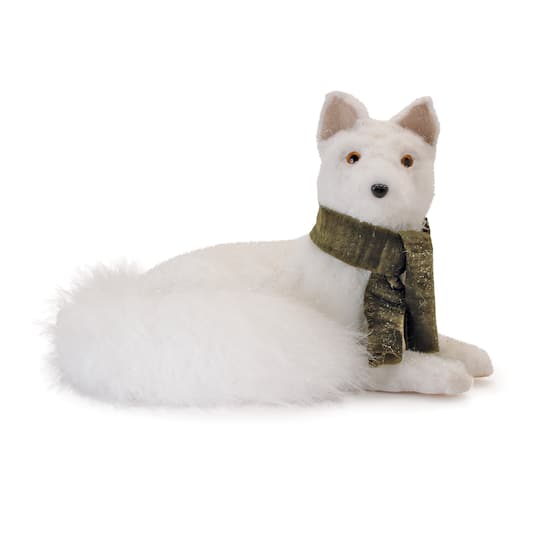 Melrose 11.75" Plush Winter Fox Figurine with Scarf